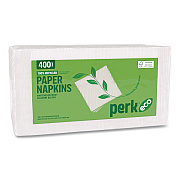 Perk Eco Recycled Paper Napkins, 1-Ply, 12.75 x 11.25, White, 400/Pack (PK63225)