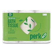 Perk Eco Recycled Toilet Paper, Septic Safe, 2-Ply, White, 240 Sheets/Roll, 12 Rolls/Pack (PK63226)