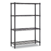 Whalen 4-Shelf Wire Shelving Unit, 36w x 14d x 54h, Black (WS1436544B)
