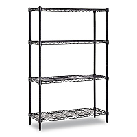 Whalen 4-Shelf Wire Shelving Unit, 36w x 14d x 54h, Black (WS1436544B)