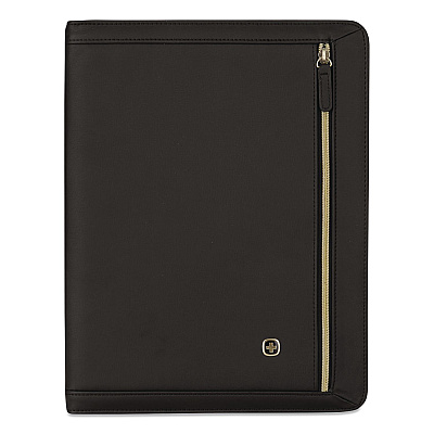Wenger Amelie Polyester Padfolio with Zipper Closure, 8.5 x 11 Pad, 10.2 x 13, Zipper Closure, Black (601676)