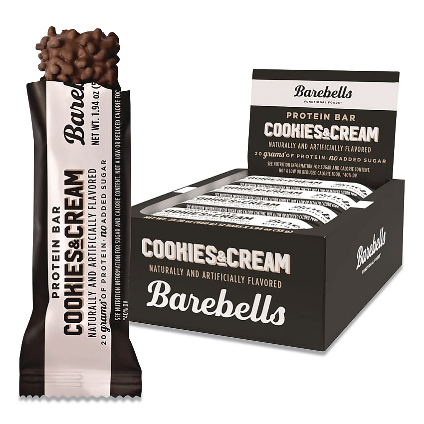 Barebells Cookies and Cream Protein Bars, 1.9 oz Individually Wrapped, 12/Box (VTN42964)