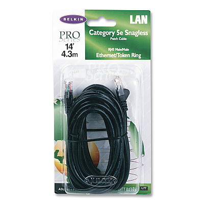 Belkin CAT5e Snagless Molded Patch Cable, 14 ft, Black (A3L791B14BLK)