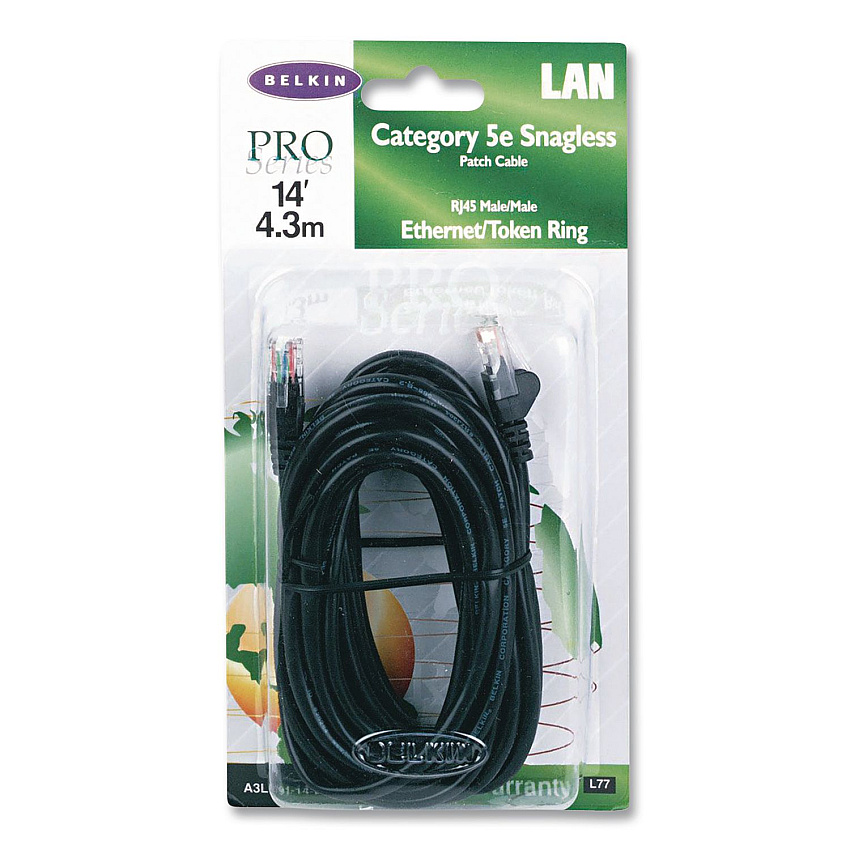 Belkin CAT5e Snagless Molded Patch Cable, 14 ft, Black (A3L791B14BLK)