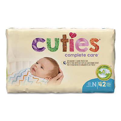 Cuties Complete Care Diapers, Size 0, Newborn to 10 lbs, 160/Carton (CR0001)