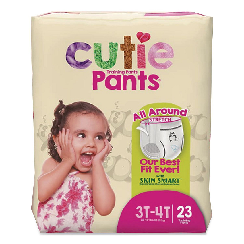 Cuties CutiePants Refastenable Training Pants for Girls, 3T-4T, 32 lbs to 40 lbs, 92/Carton (CR8008)