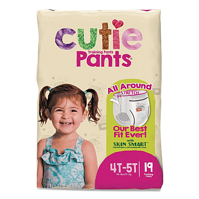 Cuties CutiePants Refastenable Training Pants for Girls, 4T-5T, 38 lbs to 50 lbs, 76/Carton (CR9008)