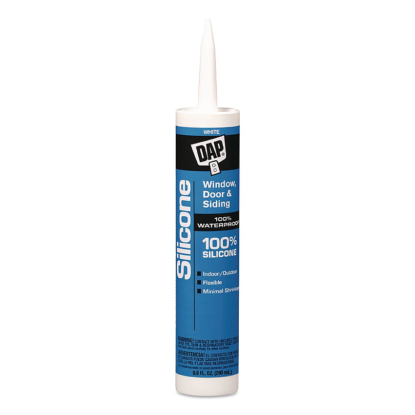DAP 100 Percent Silicone Rubber Sealant, 9.8 oz Capsule/Cartridge, White, 12/Pack (7079808646)