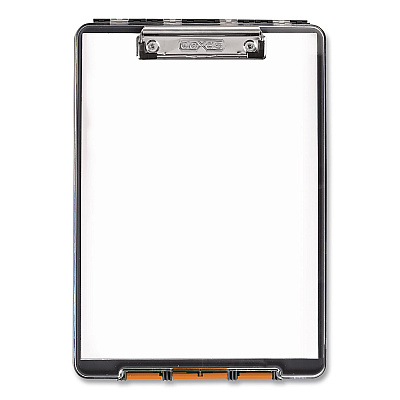 Dexas ClearView Clipcase Storage Clipboard, 0.35" Clip Capacity, Holds 8.87 x 12.25 Sheets, Gray/Orange (5717804)