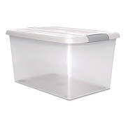IRIS Store and Slide Latching Lid Storage Bin, 61 qt, 15.55 x 23.42 x 12.99, Clear (270017)