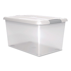 IRIS Store and Slide Latching Lid Storage Bin, 61 qt, 15.55 x 23.42 x 12.99, Clear (270017)