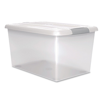 IRIS Store and Slide Latching Lid Storage Bin, 61 qt, 15.55 x 23.42 x 12.99, Clear (270017)
