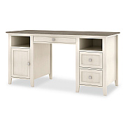 Whalen Abington Two-Pedestal Wood Computer Desk, 60" x 23.63" x 30.25", Dusty Aged Oak/Antique White (SPUSABTD)