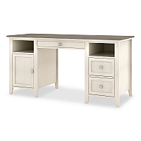 Whalen Abington Two-Pedestal Wood Computer Desk, 60" x 23.63" x 30.25", Dusty Aged Oak/Antique White (SPUSABTD)