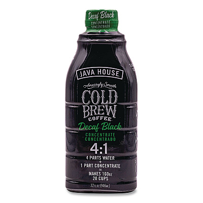 Java House Cold Brew Coffee Concentrate, Decaf Black, 32 oz Bottle (HFP01809)