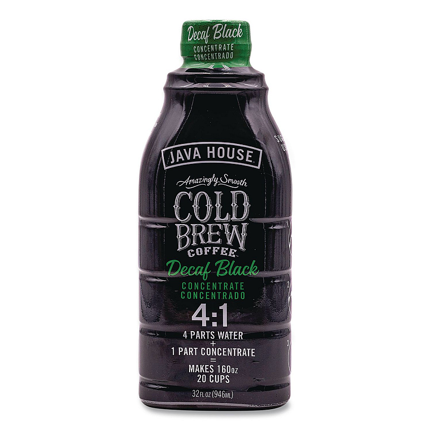 Java House Cold Brew Coffee Concentrate, Decaf Black, 32 oz Bottle (HFP01809)
