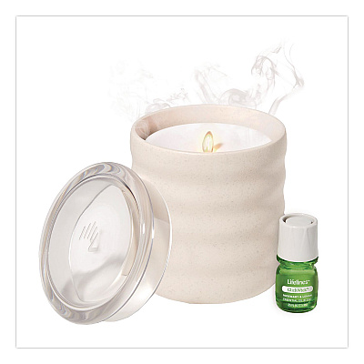 Lifelines Aromatherapy Essential Oil Flameless Candle Diffuser, Rosemary and Lemon Essential Oil, 5.5 x 5.5 x 5.5, Ivory (111617)