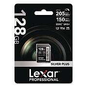 Lexar Professional SILVER Series SDXC Memory Card, 205MB/s Read Speeds and 150MB/s Write Speeds, UHS-I V30 U1 Class 10, 128 GB (LSDSIPL128GB)