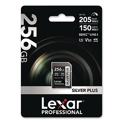 Lexar Professional SILVER Series SDXC Memory Card, 205MB/s Read Speeds and 150MB/s Write Speeds, UHS-I V30 U1 Class 10, 256 GB (LSDSIPL256GB)