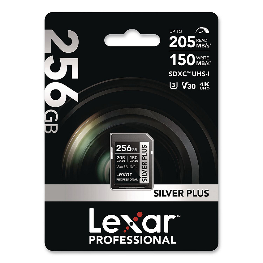 Lexar Professional SILVER Series SDXC Memory Card, 205MB/s Read Speeds and 150MB/s Write Speeds, UHS-I V30 U1 Class 10, 256 GB (LSDSIPL256GB)