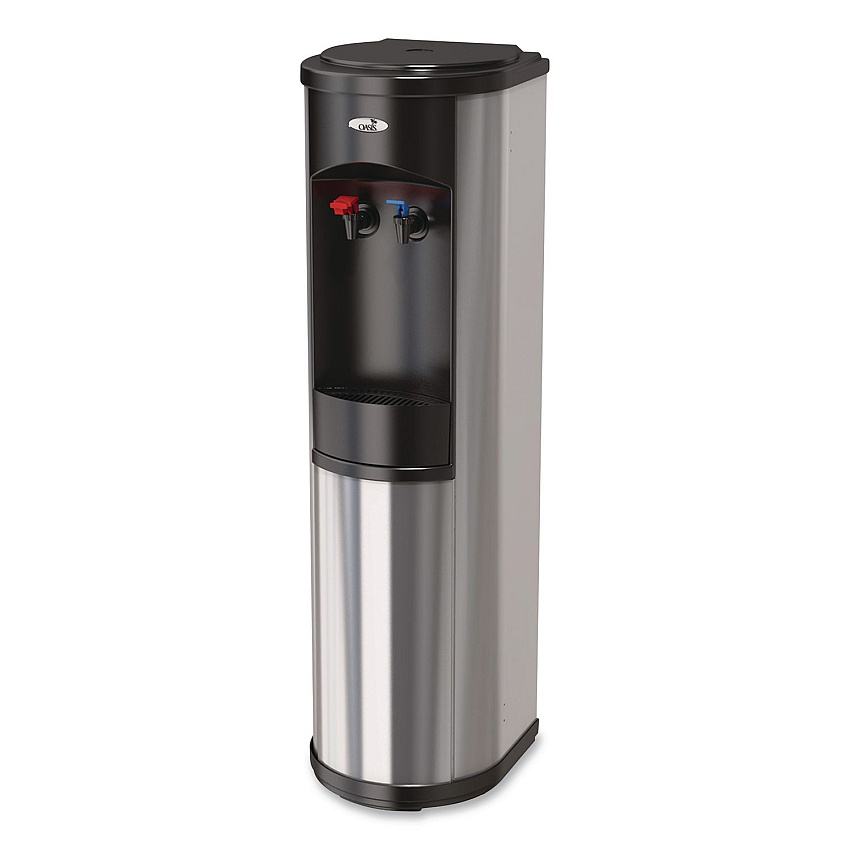 Oasis Hot 'N Cold Artesian Stainless Steel Water Dispenser, 5 gal, 12 x 12.5 x 38.08, Stainless Steel/Black (504540C)
