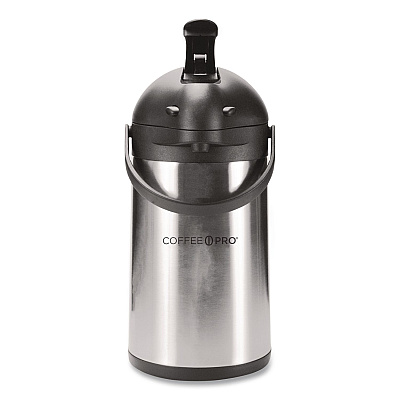 Coffee Pro Stainless Steel Airpot, 192 oz, Silver/Black (CPAP35)