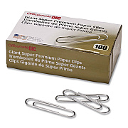 Officemate Super Premium Giant Paper Clips, Jumbo, Smooth, Silver, 100/Box, 10 Boxes/Carton (659939)