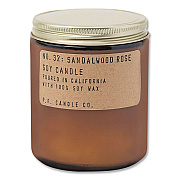 P.F. Candle Co. Sandalwood Rose Soy Candle, 40 to 50 Hours Burn Time, 2.9" d x 3.5" h, 7.2 oz, Amber (SC32)