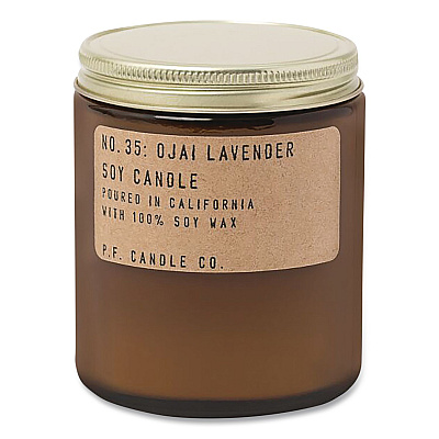 P.F. Candle Co. Ojai Lavender Soy Candle, 40 to 50 Hours Burn Time, 2.9 d x 3.5 h, 7.2 oz, Amber (SC35)