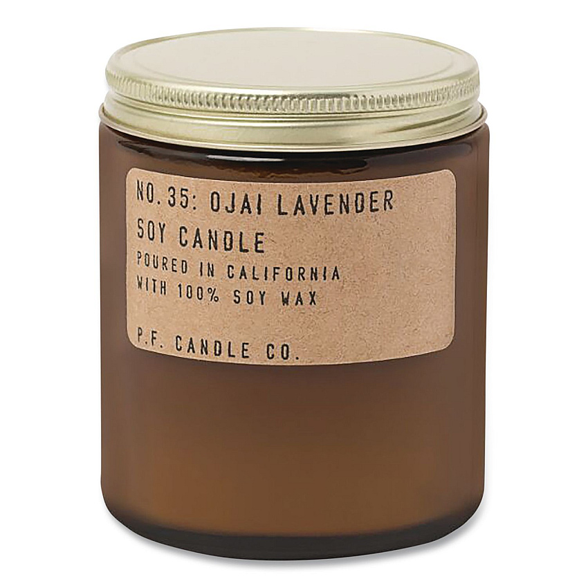 P.F. Candle Co. Ojai Lavender Soy Candle, 40 to 50 Hours Burn Time, 2.9 d x 3.5 h, 7.2 oz, Amber (SC35)