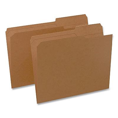 Pendaflex Reinforced Top-Tab File Folders, 2/5-Cut Tabs, Letter, Brown Kraft, 100/Box (RK15225RE)