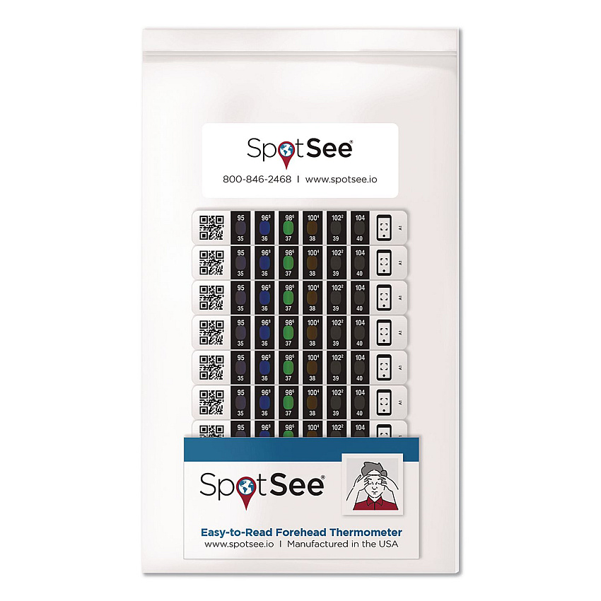SpotSee Liquid Crystal Forehead Thermometer, 100/Pack (C8720ST)