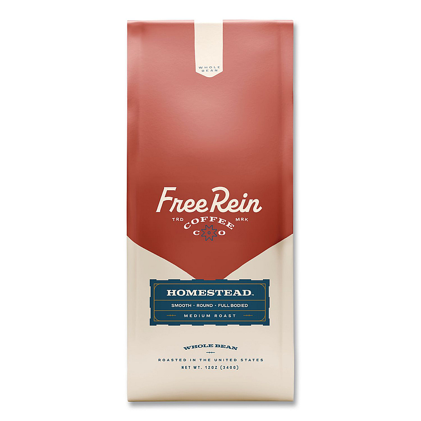 Free Rein Whole Bean Coffee, Homestead, 12 oz Bag (FRE36401)
