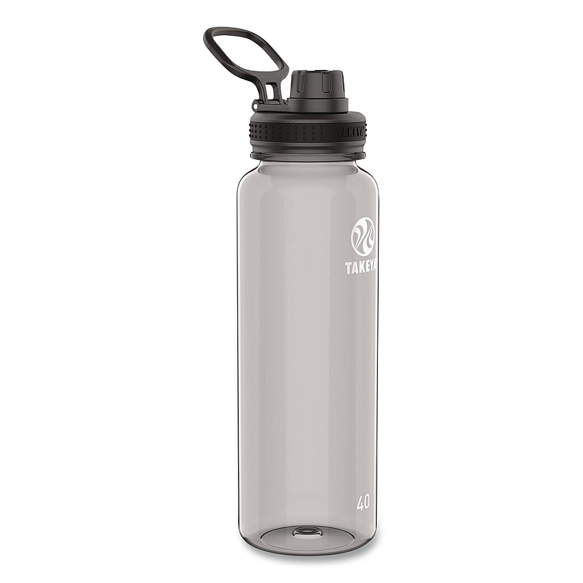 TAKEYA Tritan Plastic Water Bottle, 40 oz, Stormy Black (50412)