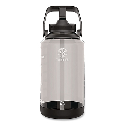 TAKEYA Tritan Motivational Plastic Water Bottle, 64 oz, Stormy Black (54145)
