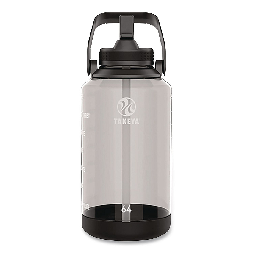 TAKEYA Tritan Motivational Plastic Water Bottle, 64 oz, Stormy Black (54145)