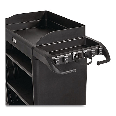 Vacuum Holder, For All Rubbermaid Commercial Full Size and Compact Housekeeping Carts, Plastic, Black, 6/Carton (2202571)