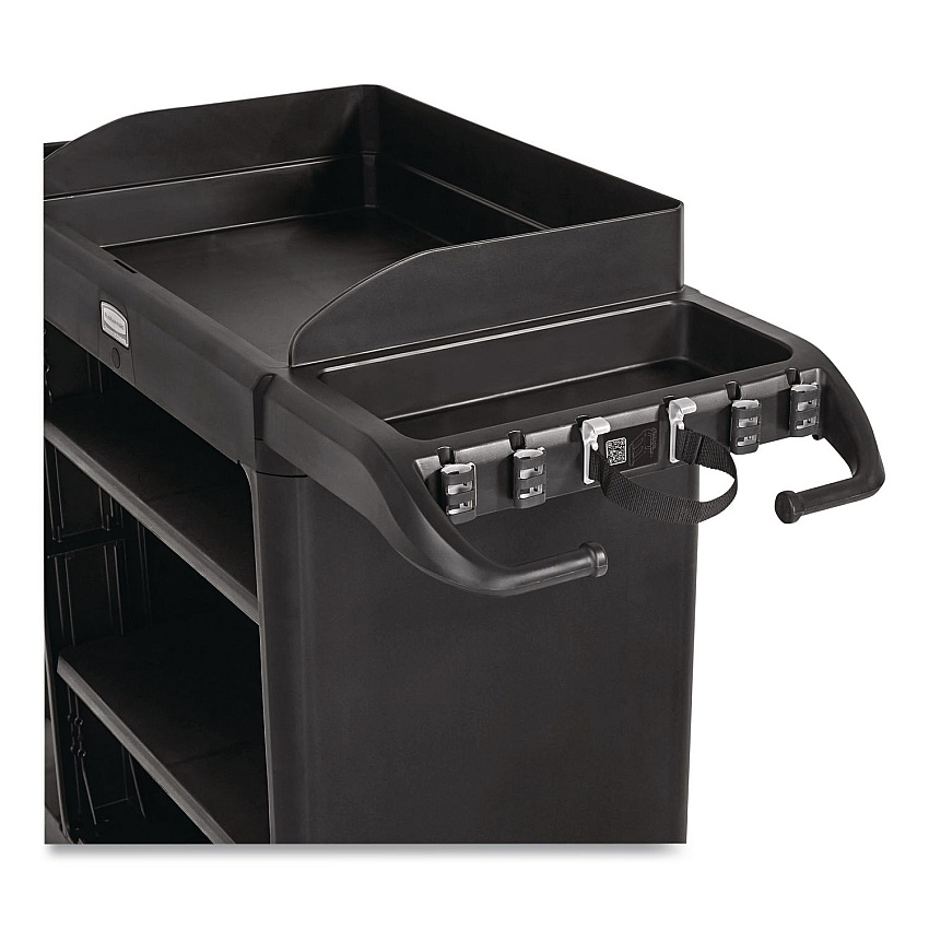Vacuum Holder, For All Rubbermaid Commercial Full Size and Compact Housekeeping Carts, Plastic, Black, 6/Carton (2202571)