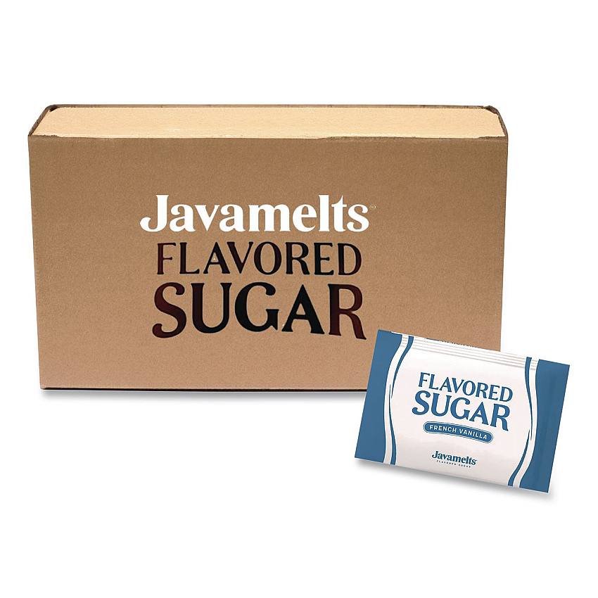Javamelts Flavored Sugar, French Vanilla, 0.08 oz Packet, 1,000/Carton (JMT65538)