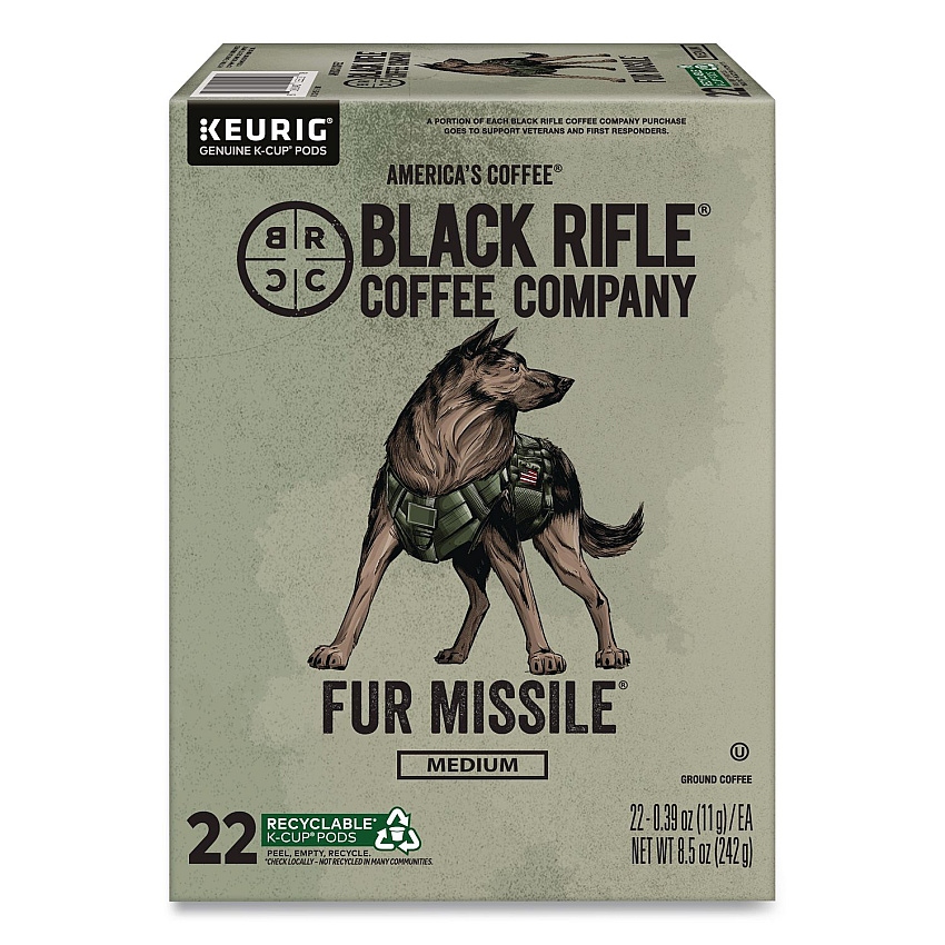 Black Rifle Coffee Company Fur Missile Coffee K-Cups, 22/Box (5510)