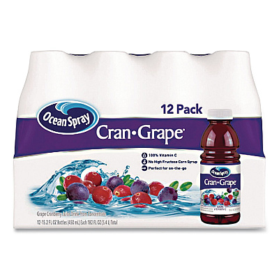 Ocean Spray Cran-Grape Juice, 15.2 oz Bottle, 12/Carton (24343656)