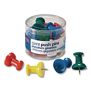 Officemate Giant Push Pins, Assorted Colors, Plastic, 1.5" Pin, 12/Pack (1266155)