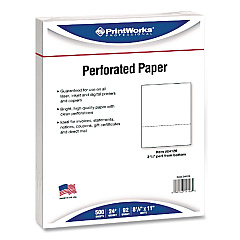Printworks Perforated Paper, 92 Bright, Perforated 3.67 from Bottom, 24 lb Bond Weight, 8.5 x 11, White, 500 Sheets/Ream, 5 Reams/Carton (04126)