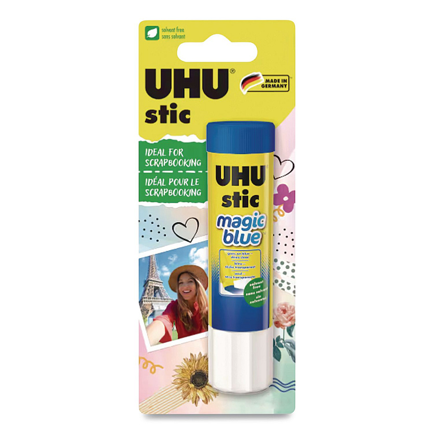 UHU Stic Permanent Glue, Magic Blue, 0.29 oz, Dries Clear (99601)