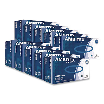 AMBITEX N5201 Series Powder-Free Nitrile Gloves, Large, 9" Long, Blue, 100/Box, 10 Boxes/Carton (NLG5201)