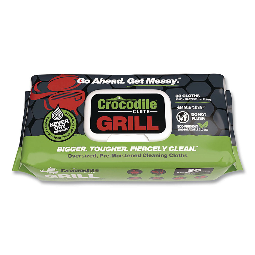Crocodile Cloth Grill Cleaning Cloths, 10 x 15, White, 80/Pack (6600080)