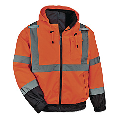 ergodyne GloWear 8379 Class 3 Hi-Vis Fleece Lined Bomber Jacket, X-Small, Orange (24461)