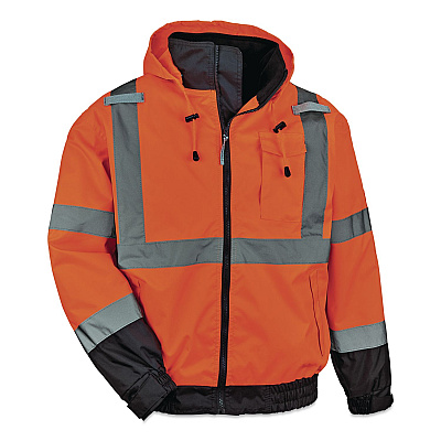ergodyne GloWear 8379 Class 3 Hi-Vis Fleece Lined Bomber Jacket, X-Small, Orange (24461)