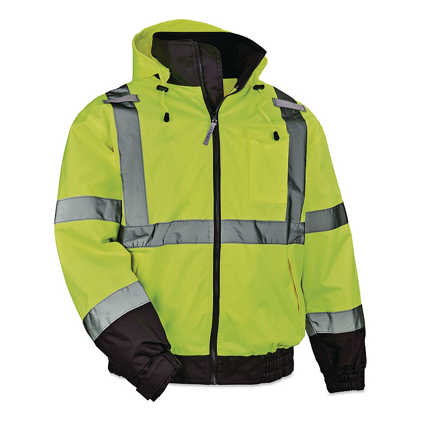 ergodyne GloWear 8379 Class 3 Hi-Vis Fleece Lined Bomber Jacket, X-Small, Lime (24471)