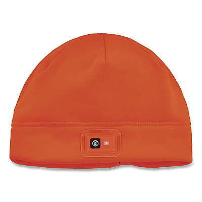 ergodyne N-Ferno 6801 Winter Skull Cap with LED Rechargeable Light, Fleece, One Size Fits Most, Orange (16791)